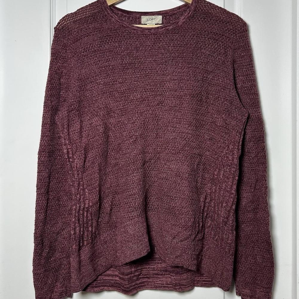 Ann Taylor LOFT 100% Cotton Berry Knit Sweater Cottagecore‎ Granola Girl Style